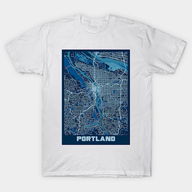 Portland - United States Peace City Map T-Shirt by tienstencil